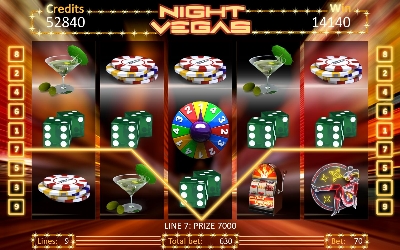 Экран игры Night Vegas для игровых автоматов. Разработка игр